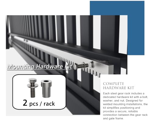 Blütezeit Galvanized Steel Gear Rack 8mm Thickness 1.64ft 2 Pieces Including Mounting Hardware Total 3.28 Feet Teeth Track for Sliding Gate Operator - size: 2-Pack Racks