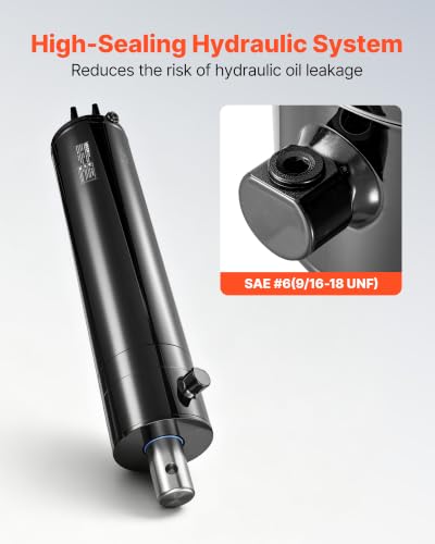 VEVOR Double Acting Hydraulic Cylinder, 5" Bore x 20" Stroke, Max 4500PSI Hydraulic Cylinder, Heavy-Duty Welded Cross Tube Cylinders with 0.63" Pin Hole&SAE #6 Port for Agricultural Machinery Tractors - size: 5x20