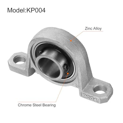 uxcell 2pcs KP004 Pillow Block Bearings 8mm Bore Bearing Units Zinc Alloy Flange Mounted Bearing Housing, P6(ABEC3) - size: 20mm