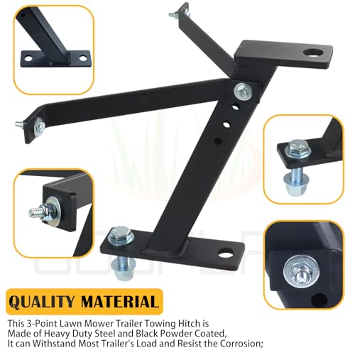 Lawn Mower Trailer Hitch with Chrome Trailer Hitch Ball, 2,000 lbs