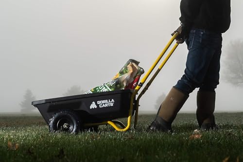 Gorilla Carts Poly Dump Cart, 2-Wheel Garden Wagon, 4 Cu Ft, 300lb Capacity