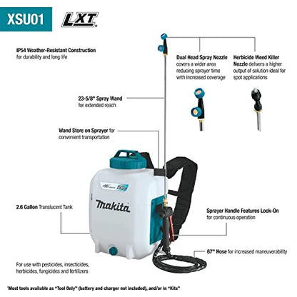 Makita XSU01SM1 18V LXT® Lithium-Ion Cordless 2.6 Gallon Backpack Sprayer Kit (4.0Ah)