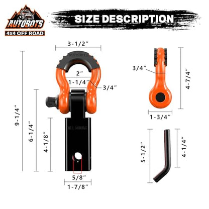 AUTOBOTS Tow Hitch Receiver 2" Shackle Hitch Receiver Orange - color: ORANGE-BLACK