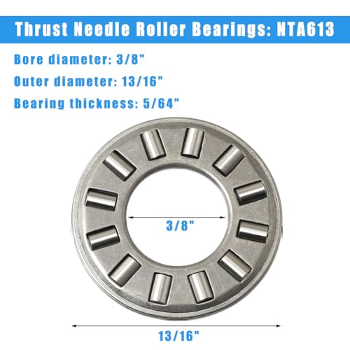 4 Sets NTA613+2TRA, Thrust Needle Roller Bearings, ID 3/8", OD 13/16" - size: NTA613+2TRA