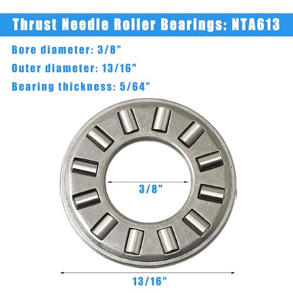 4 Sets NTA613+2TRA, Thrust Needle Roller Bearings, ID 3/8", OD 13/16" - size: NTA613+2TRA