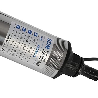 Deep Well Submersible Pump 110V 370W Electric Solar Powered Water Pump, 16 GPM Flow, 157ft Lift, Farm Ranch Irrigation Submersible Bore Hole Deep Well Pump 3420 RPM - color: Ac 110v 370w, 1.5'' Outlet
