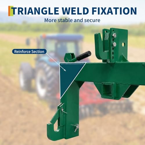 3 Point Quick Hitch with Upgrade Versatile Adapter & 2" Receiver for Category 1 Tractors, 3000 Lbs 3-Pt Trailer Hitch Attachment with 5 Level Adjustable Bolt