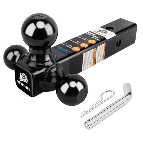 METOWARE Trailer Hitch Tri Ball Mount with 5/8" Hitch Pin Fits 2" Receiver - size: Tri-Ball Hitch + Pin, style: Tri-Ball Hitch