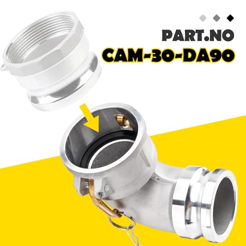 DA3030 Type DA Cam and Groove Hose Fitting - size: 3" Female Camlock x 3" Male Camlock(90°)