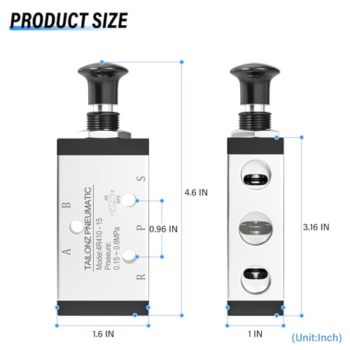 TAILONZ 1/2"NPT 5/2 4R410-15 Manual Valve - size: 1/2"NPT, style: 5 Way 2 Position Manual