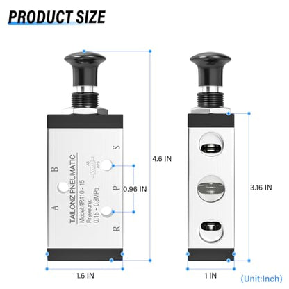 TAILONZ 1/2"NPT 5/2 4R410-15 Manual Valve - size: 1/2"NPT, style: 5 Way 2 Position Manual