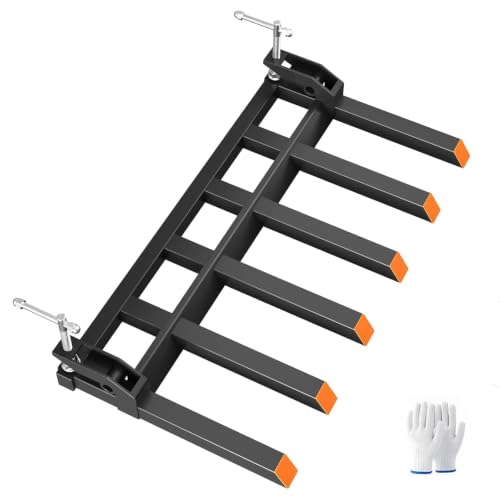 Black 4000 lbs 6 Tine Clamp On Pallet Forks For Tractor Skid Steer