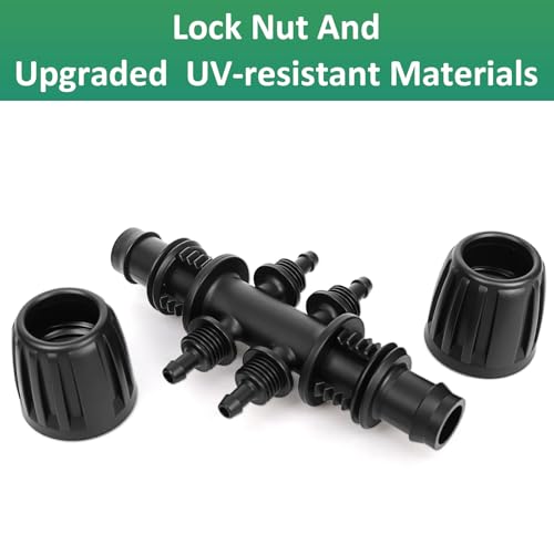 1/2 to 1/4 Drip Irrigation Fittings Drip Irrigation Parts 1/2 Irrigation Fittings (1/2" ID X0.6-0.65" OD) Anti-Drop Barbed Connectors 6 Way Drip Irrigation Adapter(20Pack) - color: 20P-BK