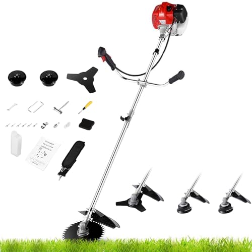 Gas Powered Weed Wacker 4 in 1, 58cc 2-Cycle Brush Cutter, String Trimmer - color: Red