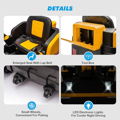 JOYLDIAS 360 Degree Rotating Ride On Excavator and Bulldozer - color: Yellow