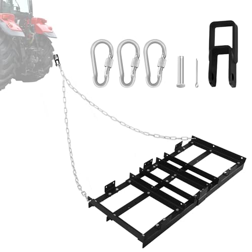 Drag Harrow Driveway Grader, Heavy Duty Power Rake, 50 LB Heavy Duty 4FT Tow Behind Lawn Rake Driveway and Landscape Maintenance for Gravel Driveways Sand Soil - size: 4FT