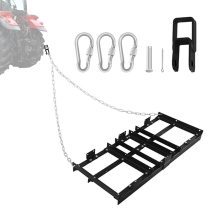 Drag Harrow Driveway Grader, Heavy Duty Power Rake, 50 LB Heavy Duty 4FT Tow Behind Lawn Rake Driveway and Landscape Maintenance for Gravel Driveways Sand Soil - size: 4FT
