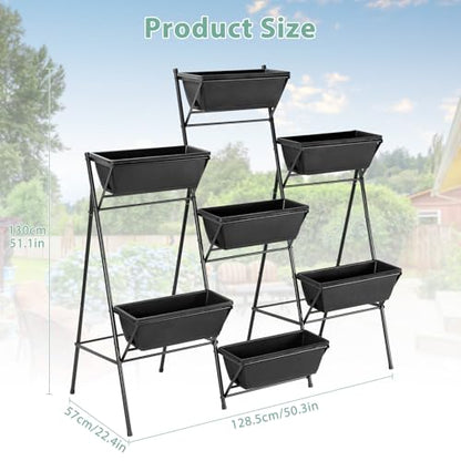 5-Tier Vertical Garden Planter with 7 Plant Boxes & Drainage Trays - color: Black, size: 5-Tier