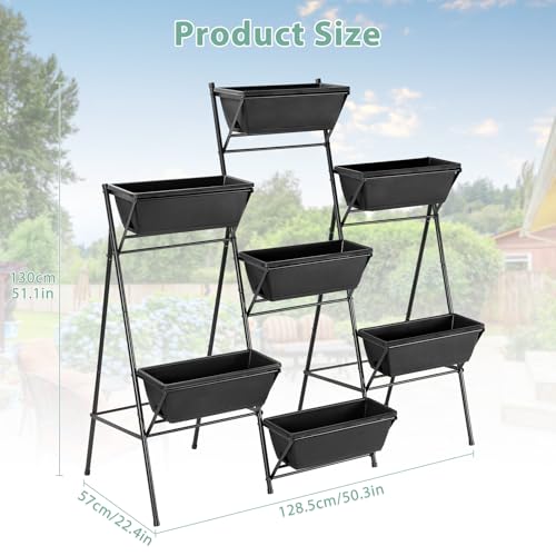 5-Tier Vertical Garden Planter with 7 Plant Boxes & Drainage Trays - color: Black, size: 5-Tier