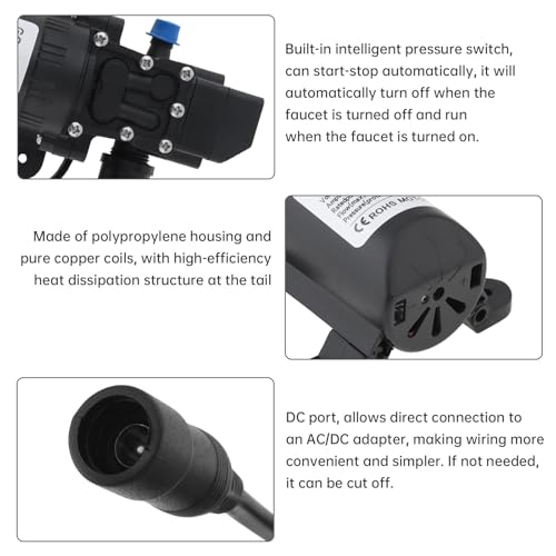 Electric Pressure Washer Pump Portable Intelligent 100W 160PSI 12V DC