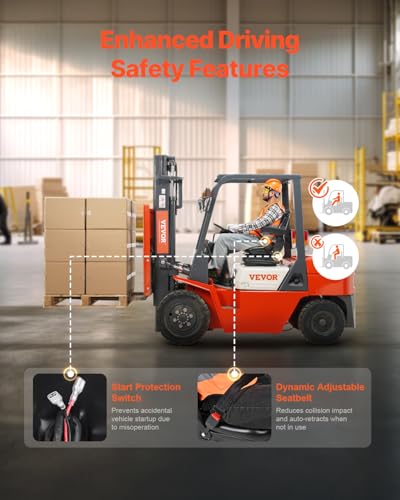 VEVOR Universal Forklift Seat, Tractor Seat with Armrest & Adjustable Back - style: High Suspension