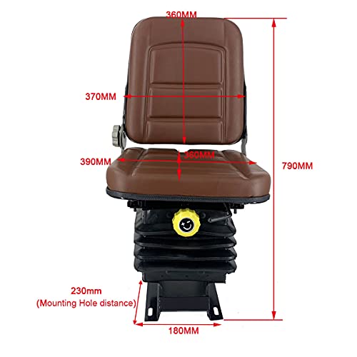 Universal Forklift Seat for Garden Lawn Mower, Komatsu Style Folding Seat Suspension Seat with Adjustable Backrest & Suspention Base for Mini Digger Forklift Excavator & Skid Loader, Brown - size: Brown Seat with Suspension Base