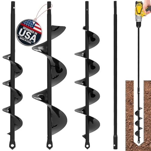 Auger Drill Bit for Planting 3 Pack with Extension - 3/8'' Hex Drive Drill - size: 3 Bits