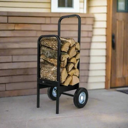 The Woodhaven Firewood Cart - Made in The USA - Convenient and Sturdy Rolling Wood Carrier for Easy Transport - Perfect for Indoor and Outdoor Use - Heavy Duty