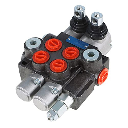 Hydraulic Directional Double Acting Control Monoblock Valve for Tractor Loader w/Joystick, 2 Spool, 11GPM, SAE Ports
