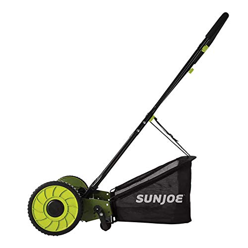 Sun Joe Manual Push Reel Lawn Mower with 6.6-Gal Grass Catcher, 16-Inch Cutting Width - Heavy-Duty Yard Trimmer Machine for Gardening Care and Maintenance, MJ500M - size: 16 in