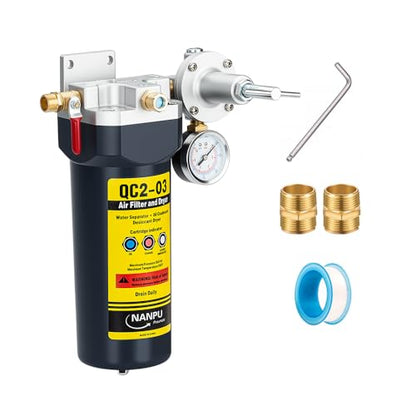 NANPU QC2 3/8" NPT Desiccant Air Dryer with Regulator and Gauge - size: 3/8" NPT