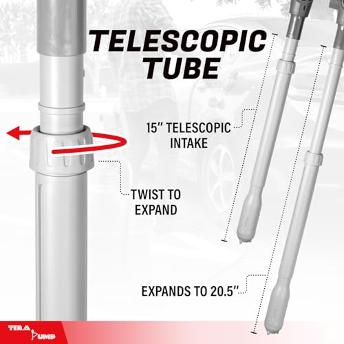 TERA PUMP Portable Battery Powered Gas Transfer Pump, New Gen - style: XL Nozzle Telescopic Stick Pump