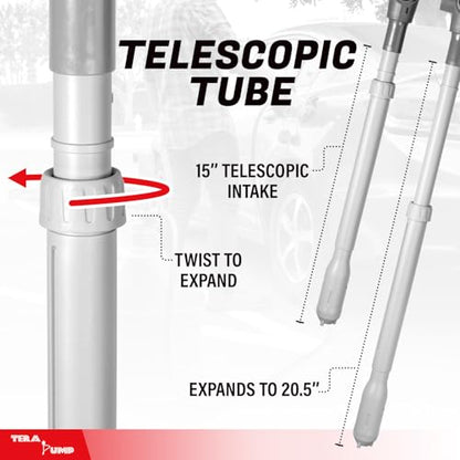 TERA PUMP Portable Battery Powered Gas Transfer Pump, New Gen - style: XL Nozzle Telescopic Stick Pump