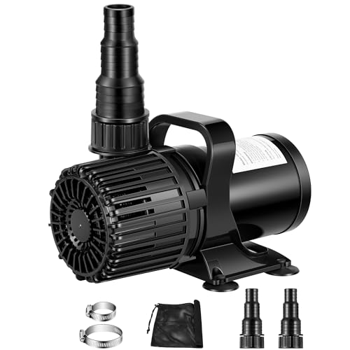 VIVOSUN 1600GPH Submersible Water Pump with Barrier Bag for Pond Waterfall | 100W Pond Pump, Ultra Quiet Aquarium Pump with 14FT. Lift Height for Fish Tank, Statuary, Hydroponic - color: Black Round, size: 13"×7"-1600 with Barrier Bag
