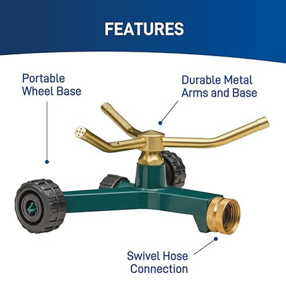 Orbit 58257N Lawn and Garden 3-Arm Metal Sprinkler with Wheel Base (Pack of 3) - style: 3-Arm Sprinkler (Pack of 3)
