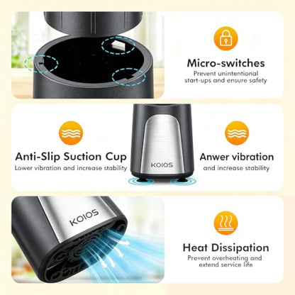 KOIOS 1000W Smoothie Blender, 15-in-1 Single Serve Set, Press-Twist Design - color: Grey