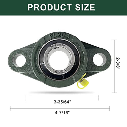 DEEPDREAM UCFL204-12 Pillow Block Bearing - Pack of 4 Flange Mounted Pillow Block Bearings 3/4 inch Bore Chrome Steel Bearings, Self Alignment Pillow Block Bearing - size: UCFL204-12-4pcs