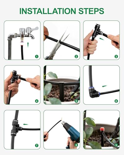 Drip Irrigation System for Garden, 180FT Tubing - size: 180FT