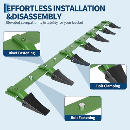 72" Heavy Duty Bucket Tooth Bar, 4560 LBS Bolt-On Loader Attachment - size: 72'' - Green