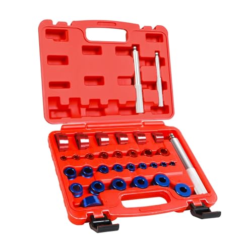 Big RED Bearing Press Kit,33pc Bearing Race and Seal Driver Set with Metric SAE Adapters, Seal Driver Set with 3 Knurled Handles, Bushing Driver Set for Wheel Bearing Installation - color: Red