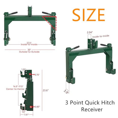 3 Point Quick Hitch Receiver 3000 lbs 3-Pt Attachments - color: Black