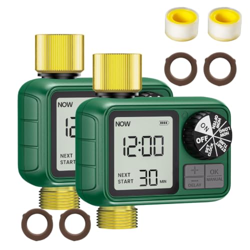 2 Pack Water Timer for Outdoor Garden Hose, Sprinkler Timer - style: 1 Brass Outlet-2 Pack