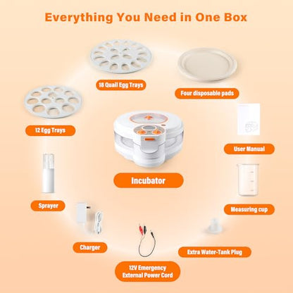Egg Incubator for Hatching Eggs: Automatic Turner ±1°F Temperature
