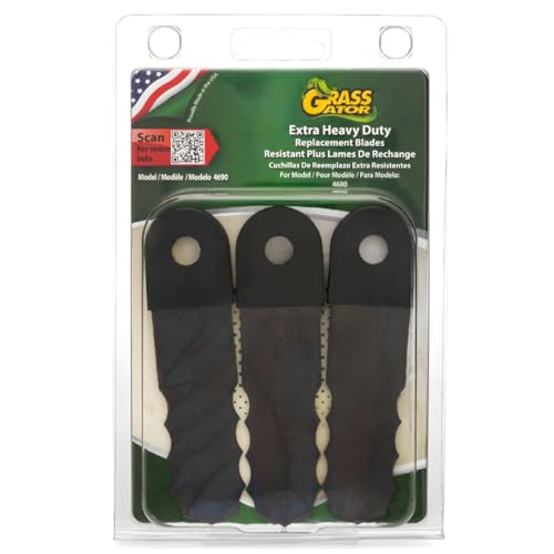 Grass Gator 4690 3-Pack Replacement Extra Heavy Duty Brush Cutter Blade for Grass Trimmer Head Model 4680, Black Solid Steel