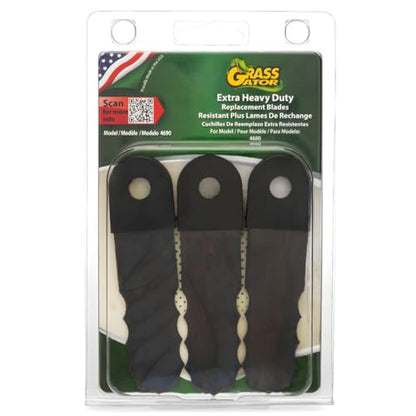 Grass Gator 4690 3-Pack Replacement Extra Heavy Duty Brush Cutter Blade for Grass Trimmer Head Model 4680, Black Solid Steel