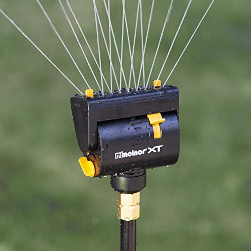 Melnor 65178AMZ MiniMax Turbo Oscillating Sprinkler on Tripod, 4000 sq. ft., 4-Way Adjustable, Quick Connect Bundle, Black, Yellow - style: QuickConnect Set