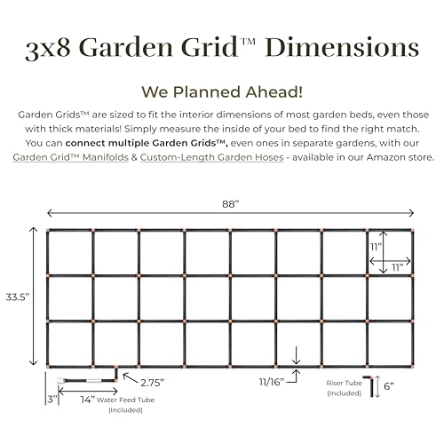 Garden Grid 3x8 | Garden Irrigation Kit for Raised Beds | Pre-Assembled - size: 3x8, style: Standard