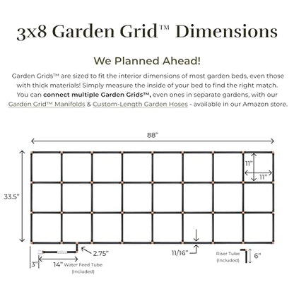 Garden Grid 3x8 | Garden Irrigation Kit for Raised Beds | Pre-Assembled - size: 3x8, style: Standard