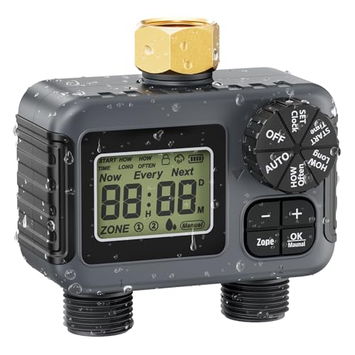 HIRALIY Sprinkler Timer, Water Timer for Garden Hose 2 Zone