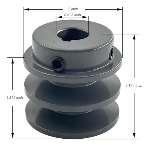 2AK20-5/8 Double Groove Pulley,v Belt Pulley 5/8 inch bore 2" OD,Mechanical Pulleys cast Iron for A AX 3L 4L V-Belts,2AK2058 Pulley
